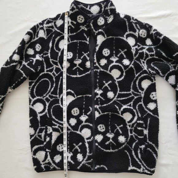 Reason Mens Teddy Yarn Sherpa Full Zip Jacket Black White Size Medium - Picture 10 of 12